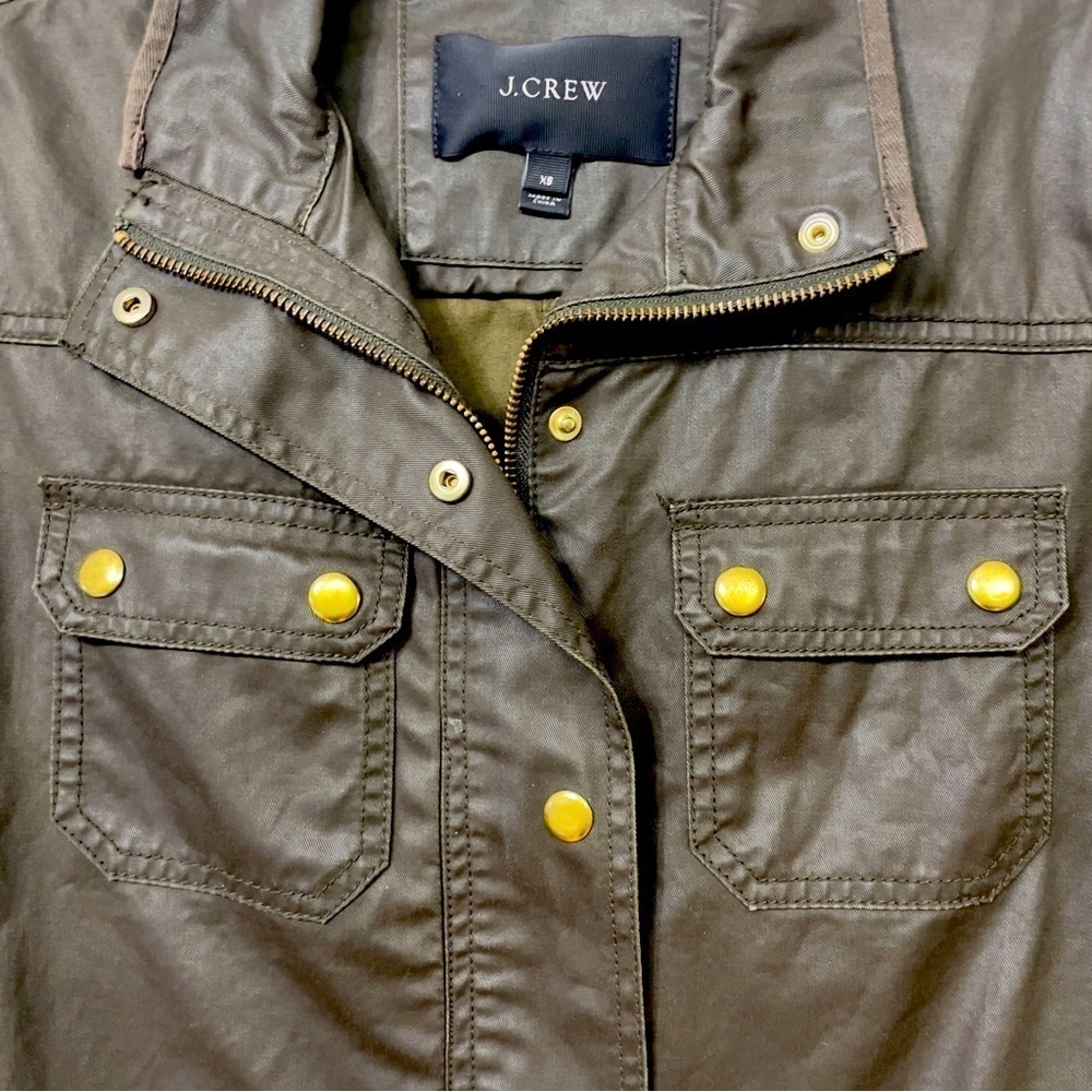 Womens J Crew Army Green Downtown
Waxed Military Style Field Jacket Sz XS - Picture 5 of 16
